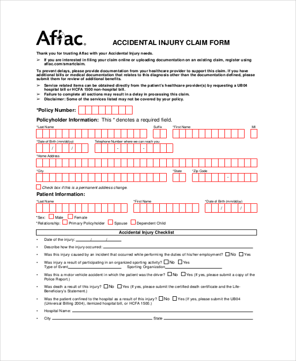 Accident Claim Form Aflac Fill Online Printable Fillable Blank Hot