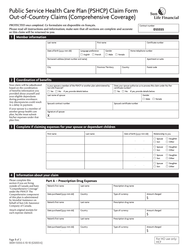 2010 Form Canada PSHCP 300H 55555 E Fill Online Printable Fillable 