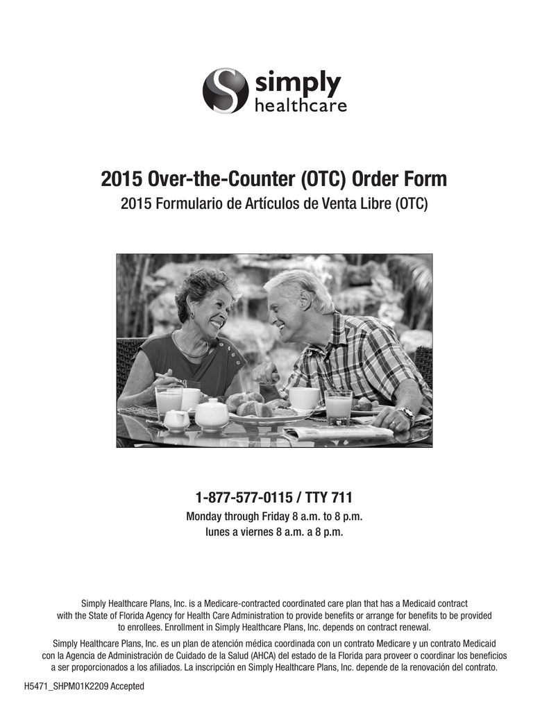 2015 Over the Counter OTC Order Form