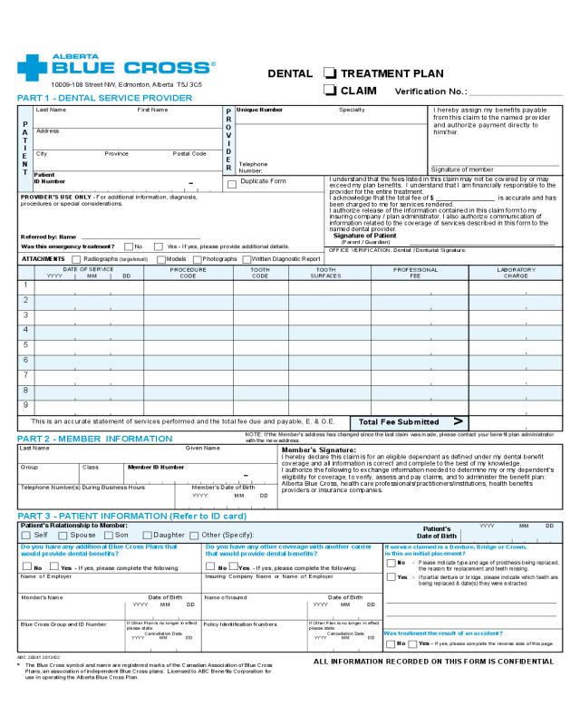 2021 Dental Treatment Plan Template Fillable Printable PDF Forms 