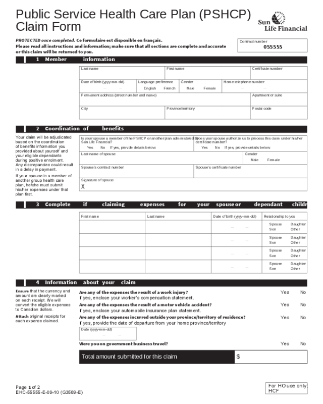 2021 Health Care Plan Claim Form Fillable Printable PDF Forms