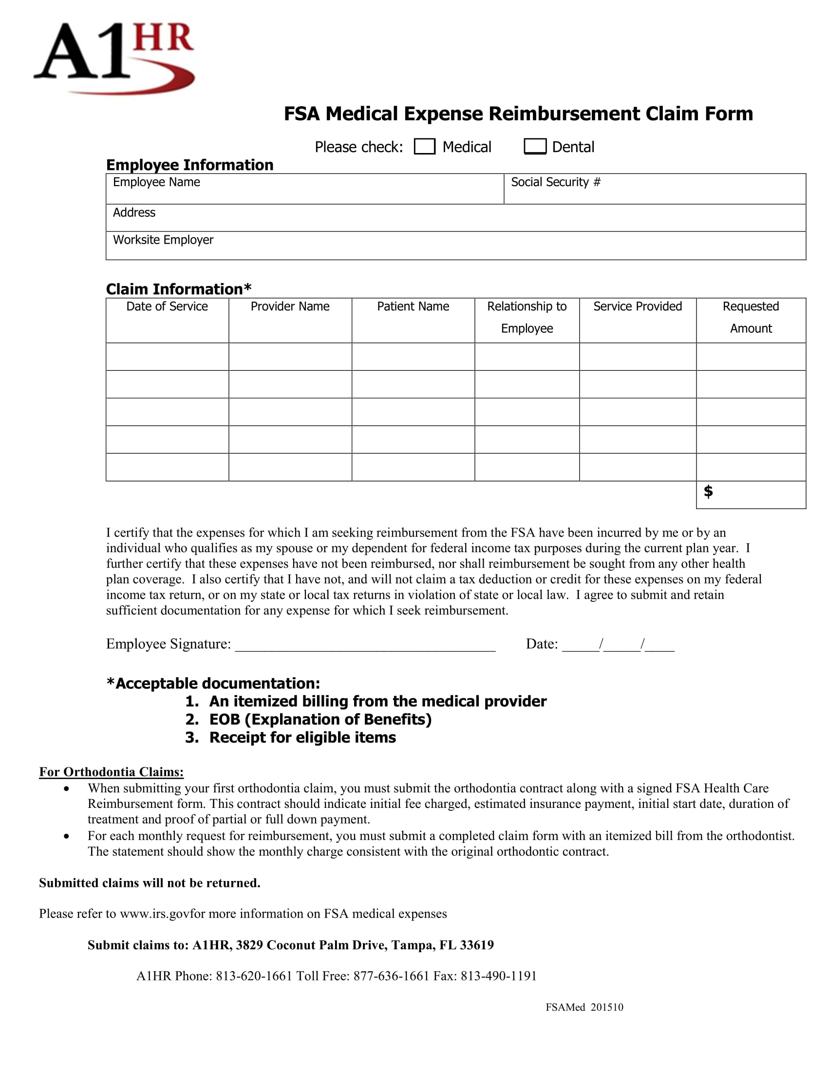 78 PDF MEDICAL REIMBURSEMENT FORM 58 FREE PRINTABLE DOWNLOAD ZIP 