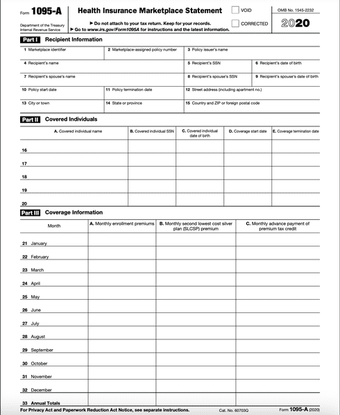 About Form 1095 A Health Insurance Marketplace Statement Definition