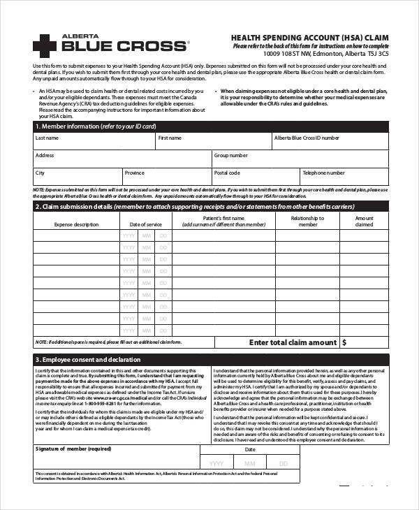 Alberta Blue Cross Health Spending Account Claim Form Weight Loss 