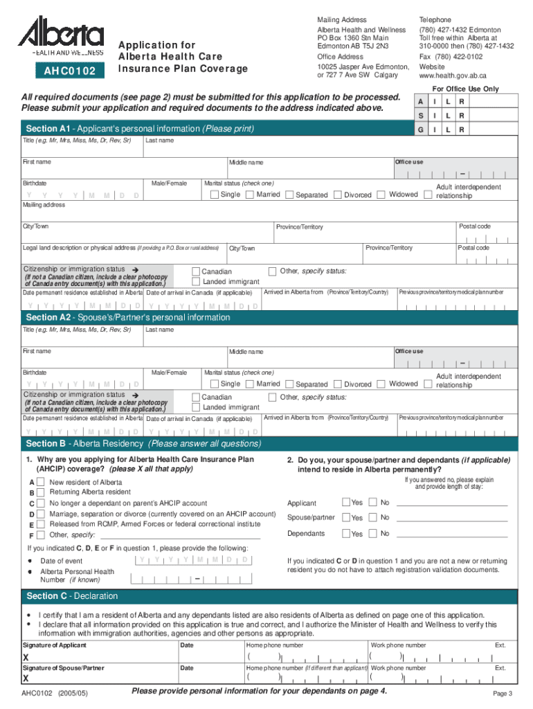 Alberta Health Care Card Application Fill Out And Sign Printable PDF