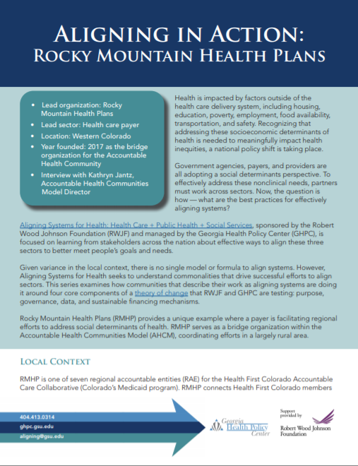 Aligning In Action Rocky Mountain Health Plans RWJF Alignment