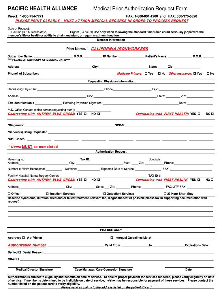 Alliance Authorization Form Fill Online Printable Fillable Blank 