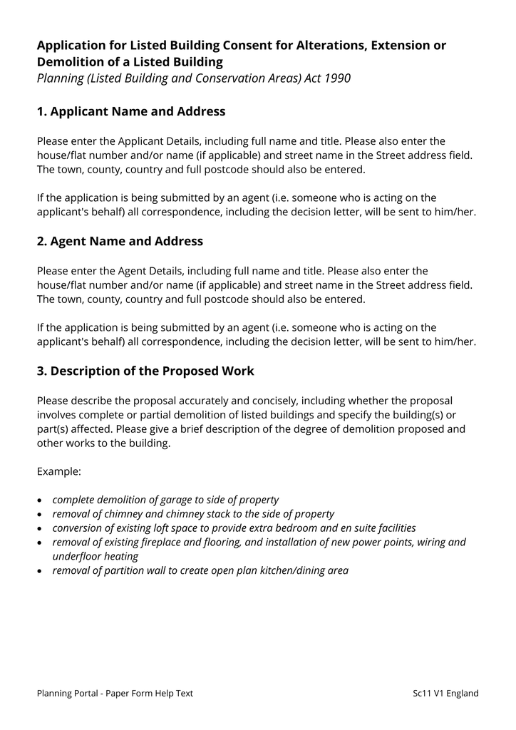 Application For Listed Building Consent For Alterations Extension Or