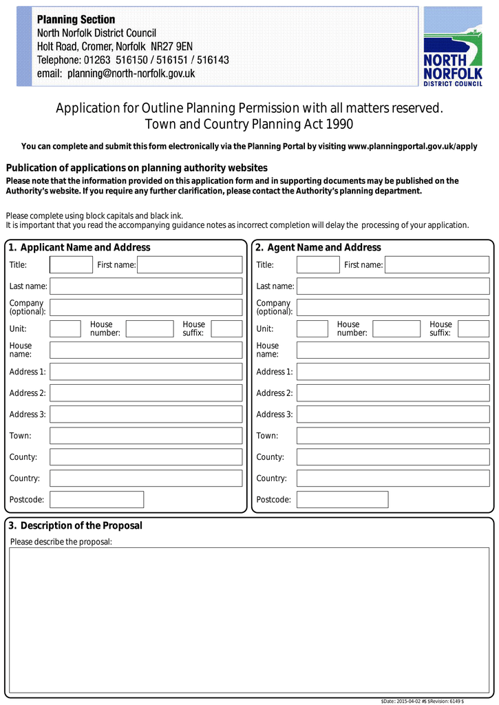 Application For Outline Planning Permission With All Matters Reserved 