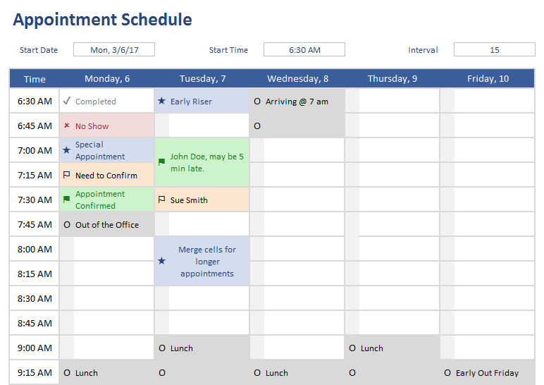 Appointment Schedule Excel Template scheduletemplates Schedule