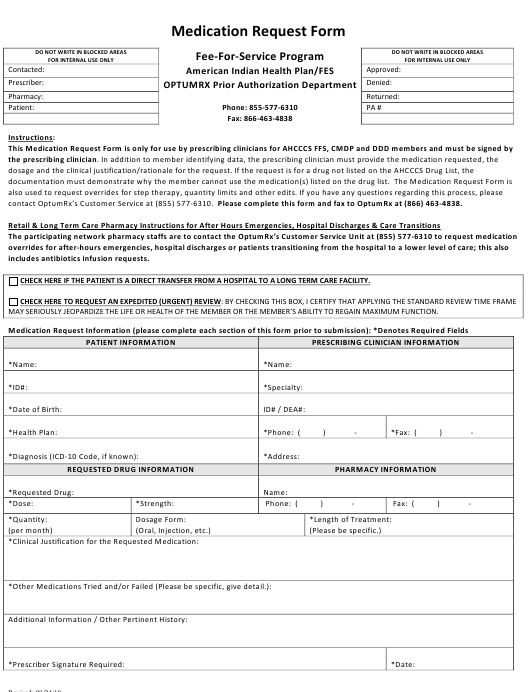 Arizona Ahcccs Fee For Service Drug Prior Authorization Form Download 