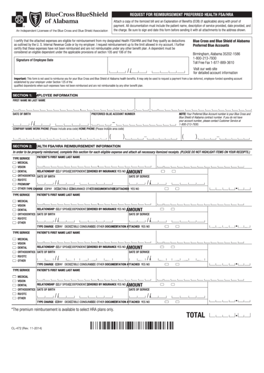 Bcbs Form Request For Reimbursement Preferred Health Fsa hra 