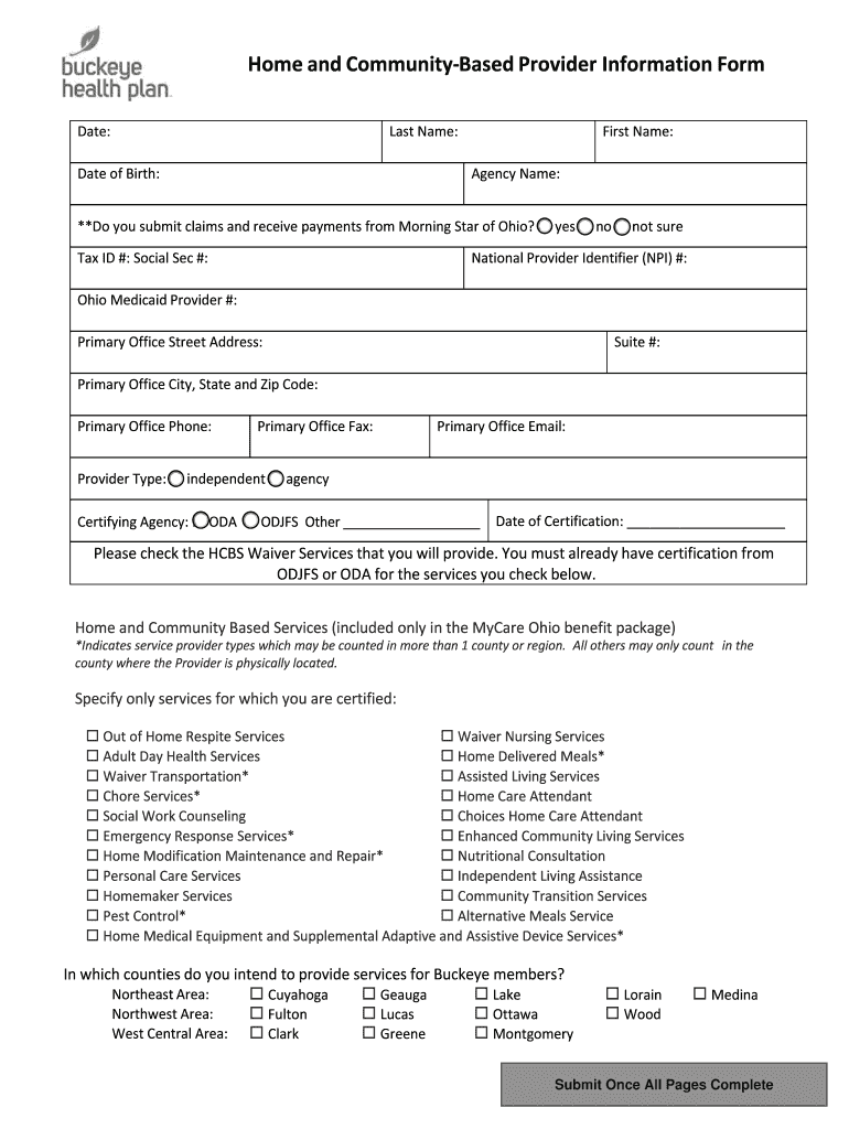 Buckeye Health Plan Waiver Provider Instructions Application Fill