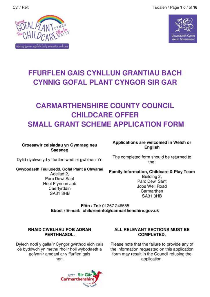 Childcare Providers Carmarthenshire Family Information Service