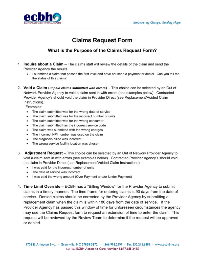 Claims Request Form Trillium Health Resources