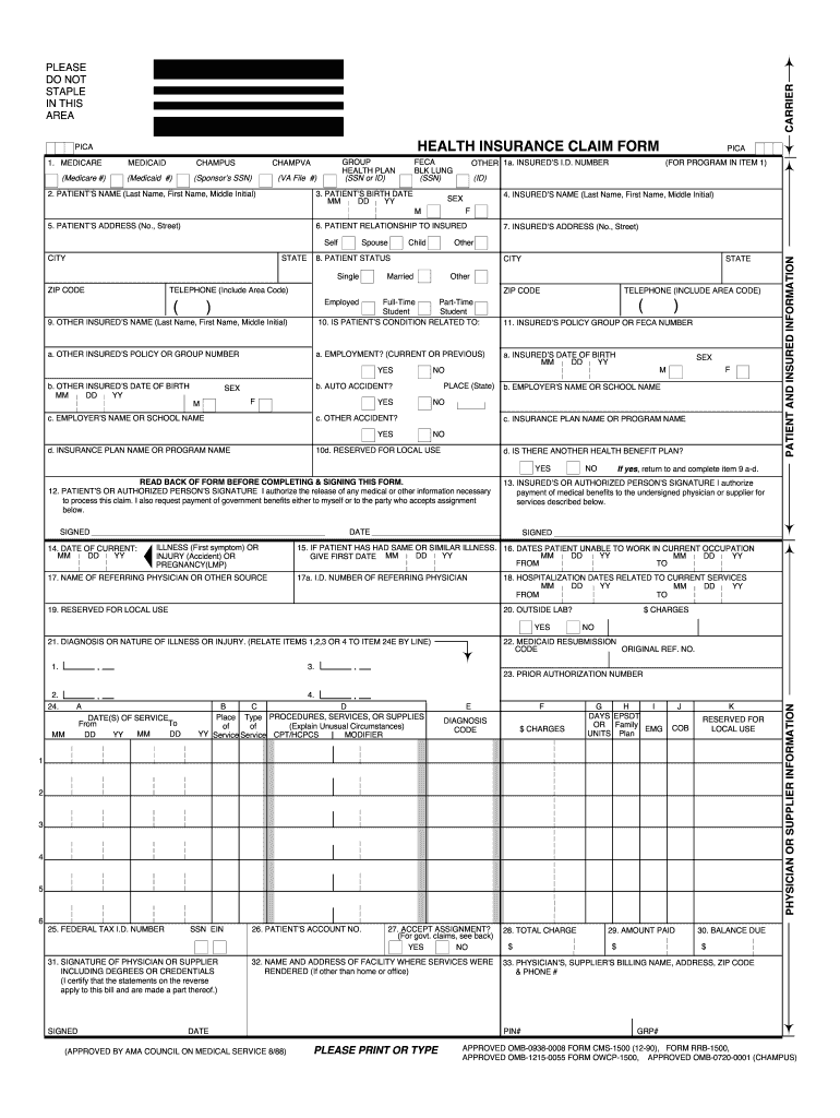 Cms 1500 Form Pdf Fillable Fill Online Printable Fillable Blank