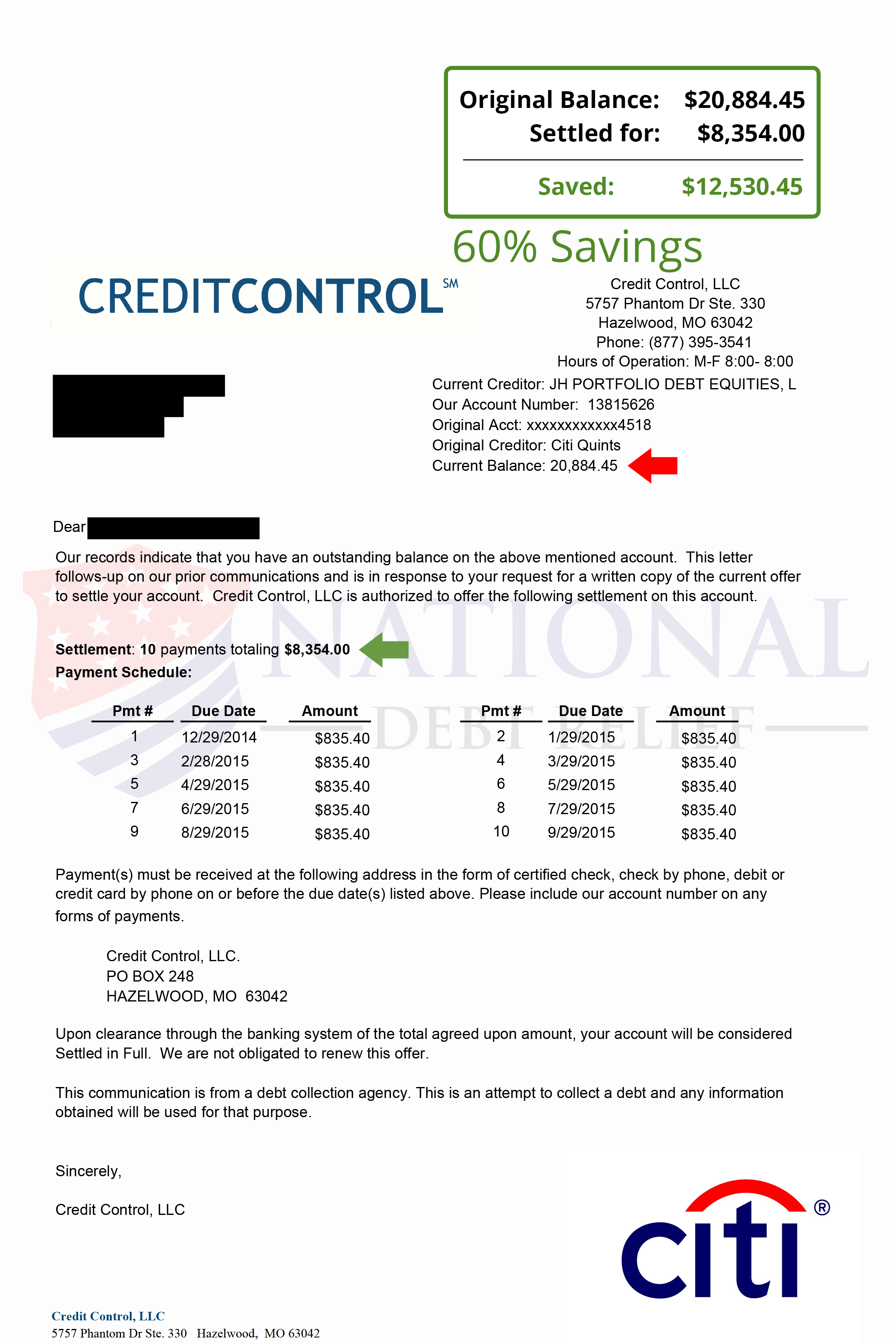 Debt Settlement Letters