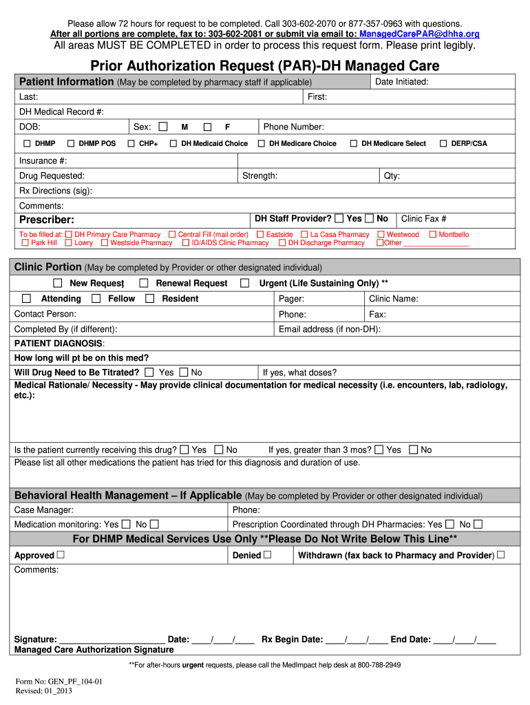 Denver Health Prior Authorization Form Fill Out And Sign Printable 