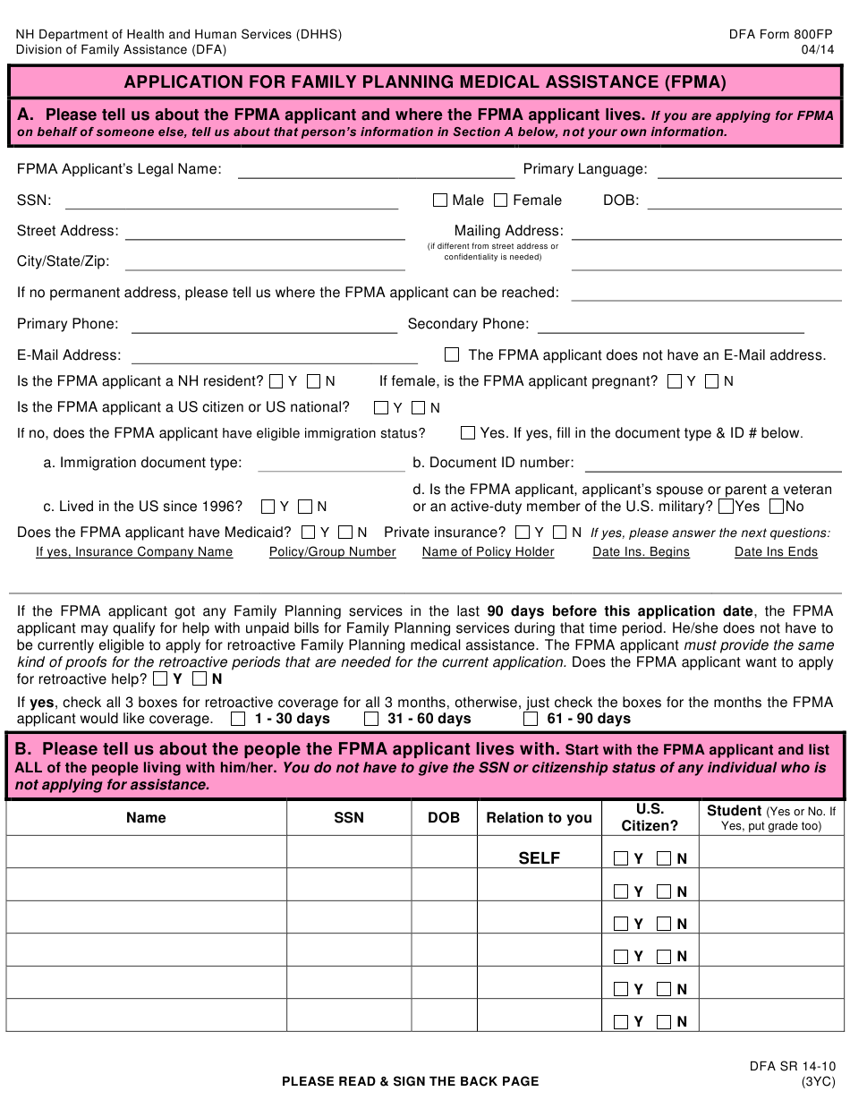 DFA Form 800FP Download Printable PDF Or Fill Online Application For 