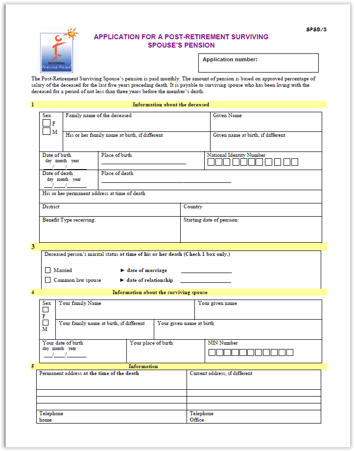 Download Application For Post Retirement Surviving Spouse s Pension 