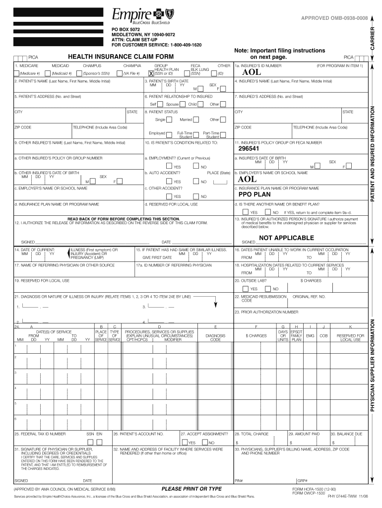 Empire Bcbs Claim Fill Online Printable Fillable Blank PdfFiller