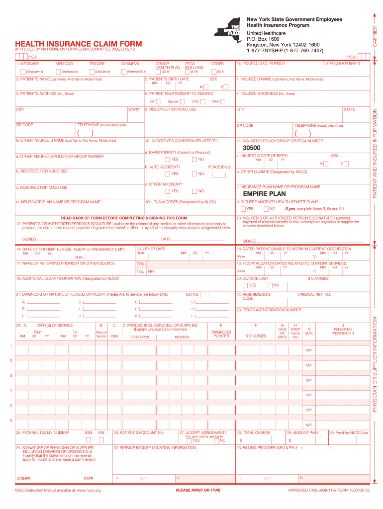 Empire Plan Claim Form Fill Online Printable Fillable Blank