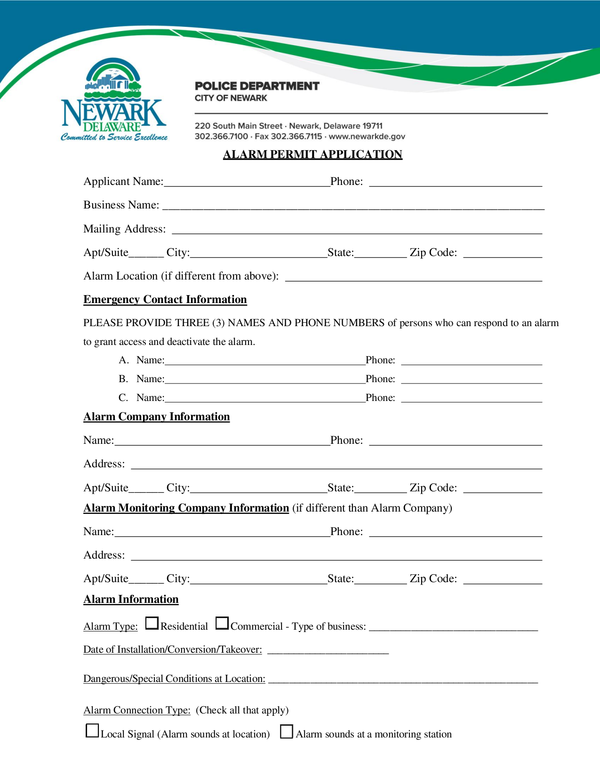 Fill Free Fillable Forms City Of Newark