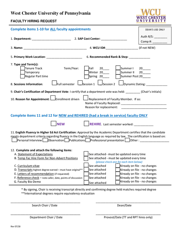 Fill Free Fillable Forms West Chester University Of Pennsylvania