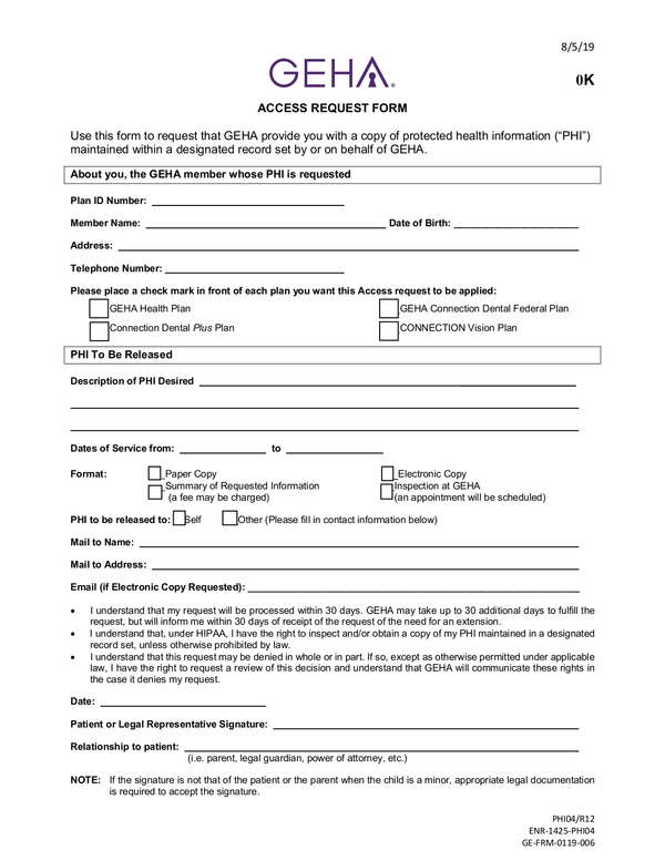 Fill Free Fillable GEHA PDF Forms