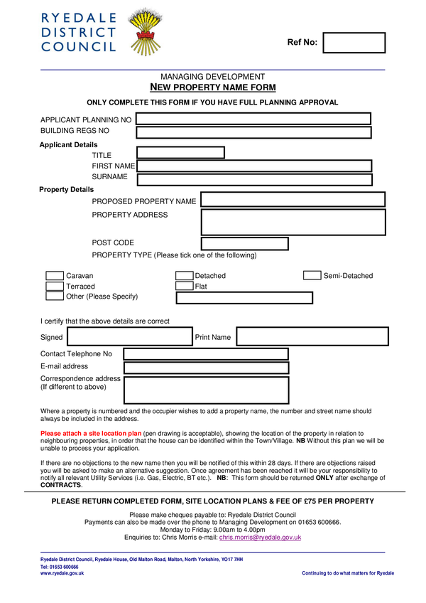 Fill Free Fillable Ryedale District Council PDF Forms