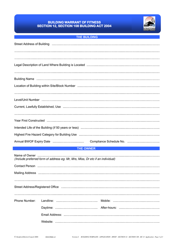 Fill Free Fillable Stratford District Council New Zealand PDF Forms