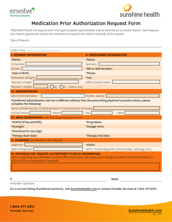 Fill Free Fillable Sunshine Health PDF Forms