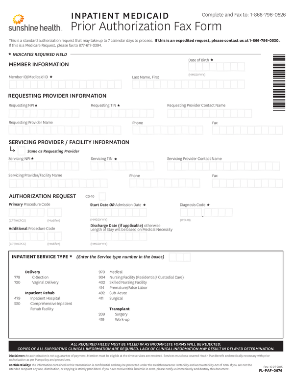 Fill Free Fillable Sunshine Health PDF Forms