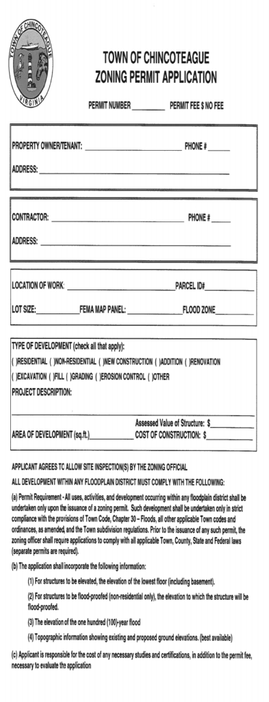 Fill Free Fillable ZONING PERMIT APPLICATIONS PDF Form
