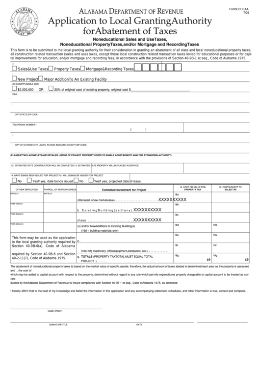 Fillable Form Co Caa Application To Local Granting Authority For