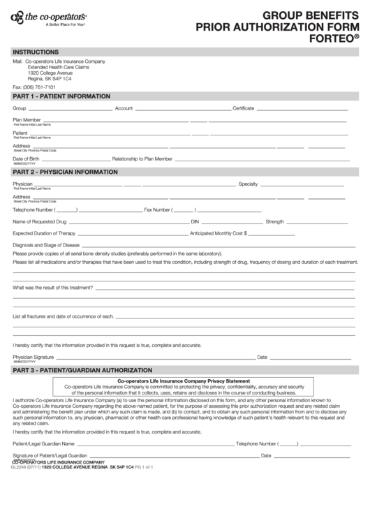 Fillable Form Gl2249 Group Benefits Prior Authorization Xolair 