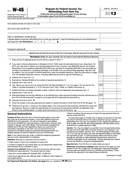 Fillable Form W 4s Request For Federal Income Tax Withholding From 