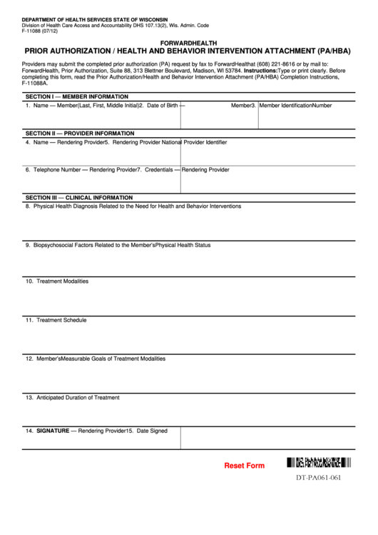 Fillable Prior Authorization health And Behavior Intervention 