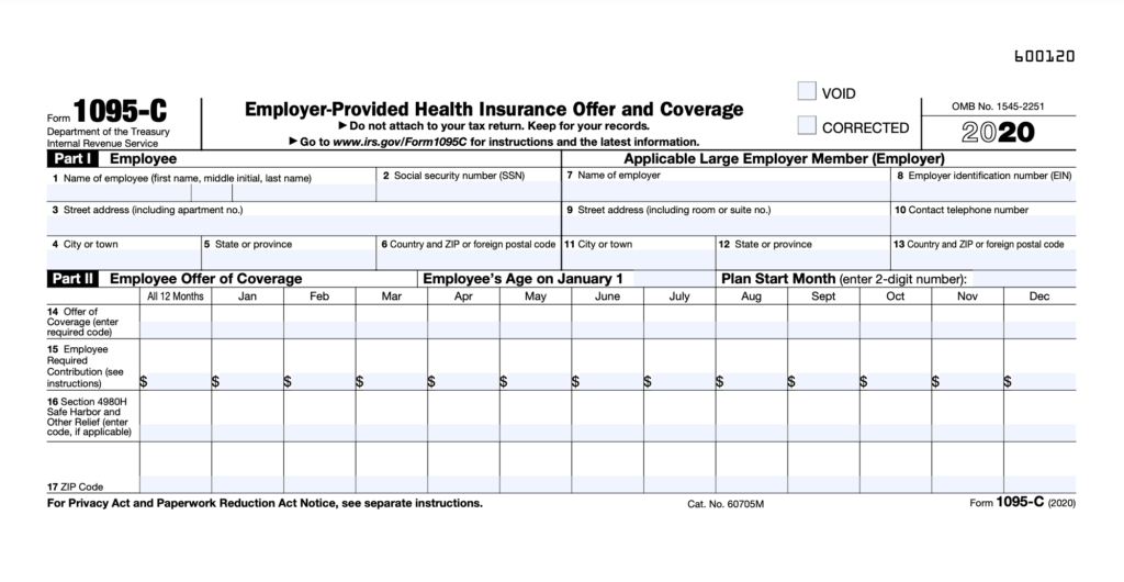 Form 1095 C Employer Provided Health Insurance Offer And Coverage 