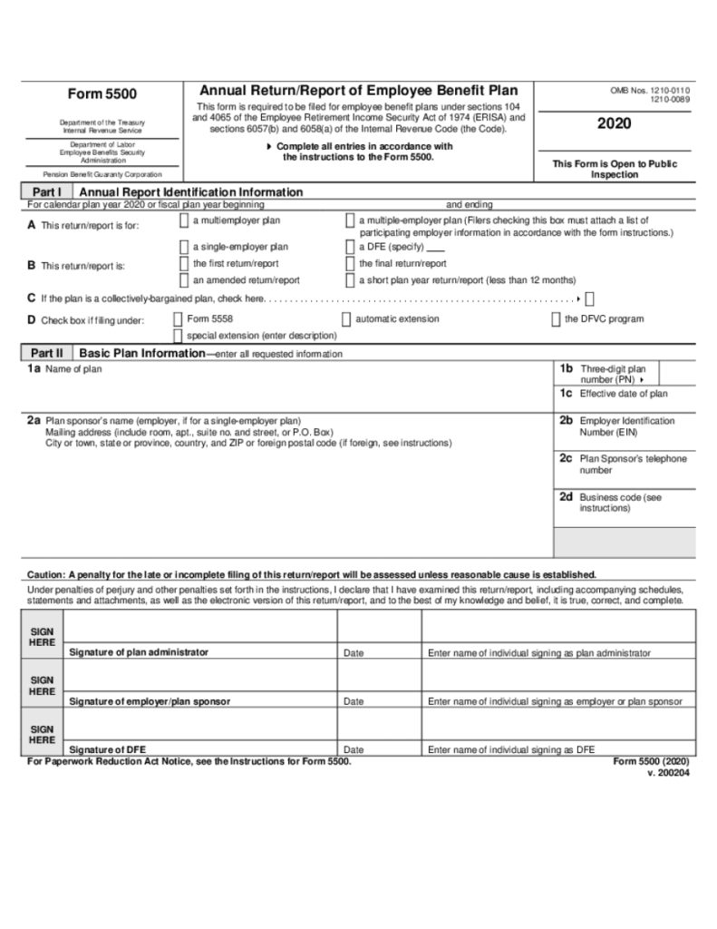 Form 5500 Filing Requirements For Health Plans Fill Online Printable 