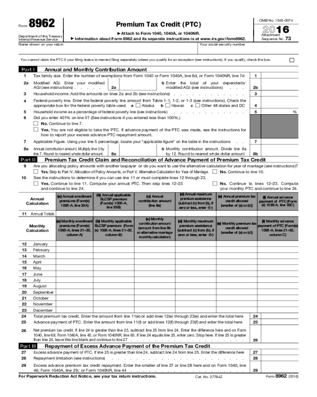 Form 8962 Edit Fill Sign Online Handypdf