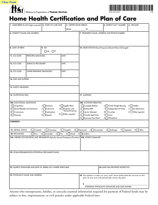 Form DHS 4633 ENG Download Fillable PDF Or Fill Online Home Health