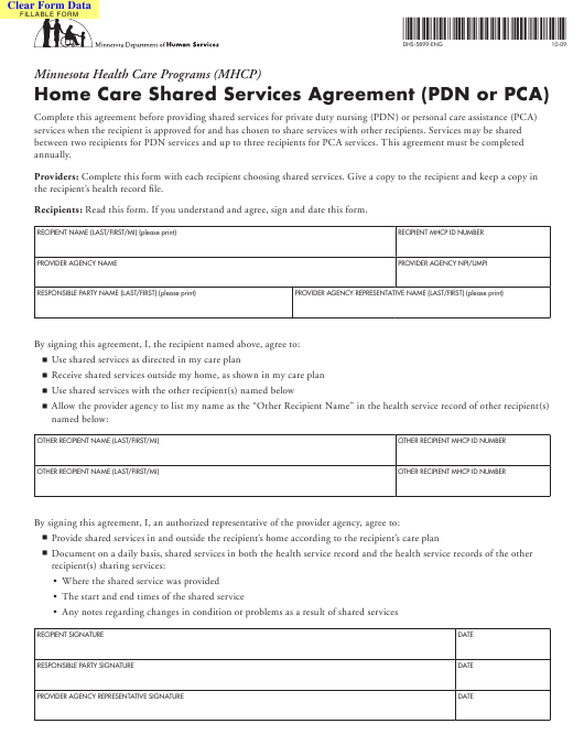 Form DHS 5899 ENG Download Fillable PDF Or Fill Online Home Care Shared 