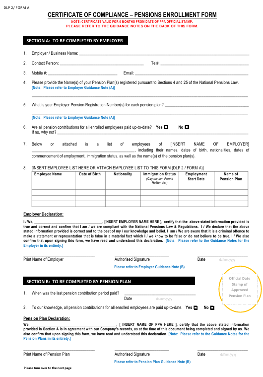 Form DLP2 A Download Printable PDF Or Fill Online Certificate Of 