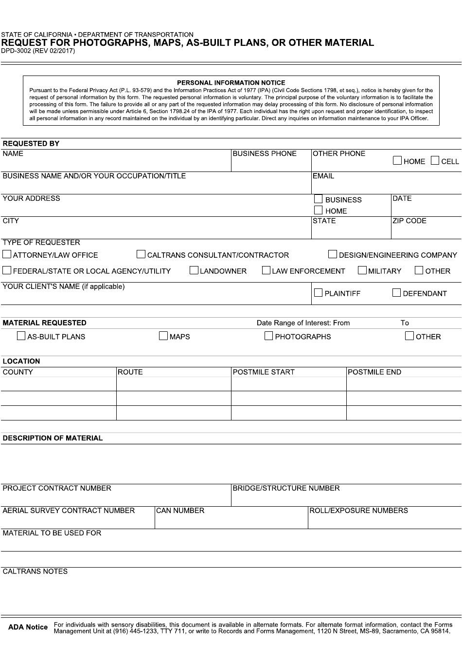 Form DPD 3002 Download Fillable PDF Or Fill Online Request For 