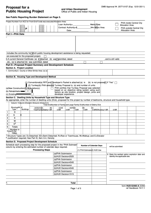 Form Hud 52483 A Proposal For A Public Housing Project Printable Pdf 