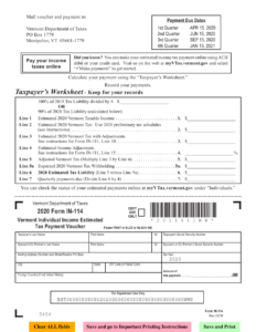 Form IN 114 Download Fillable PDF Or Fill Online Vermont Individual