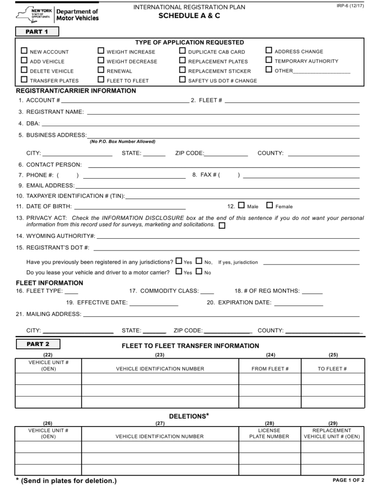 Form IRP 6 Schedule A C Download Fillable PDF Or Fill Online 