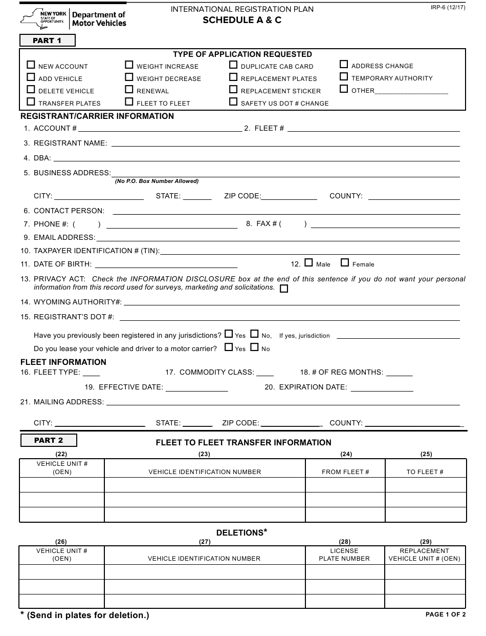 Form IRP 6 Schedule A C Download Fillable PDF Or Fill Online 