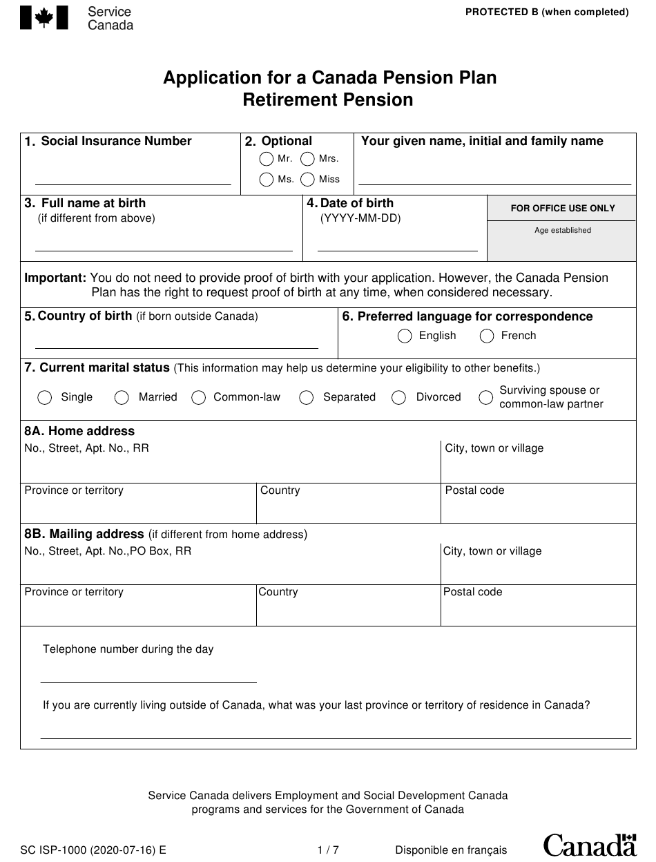 Form ISP 1000 Download Fillable PDF Or Fill Online Application For A